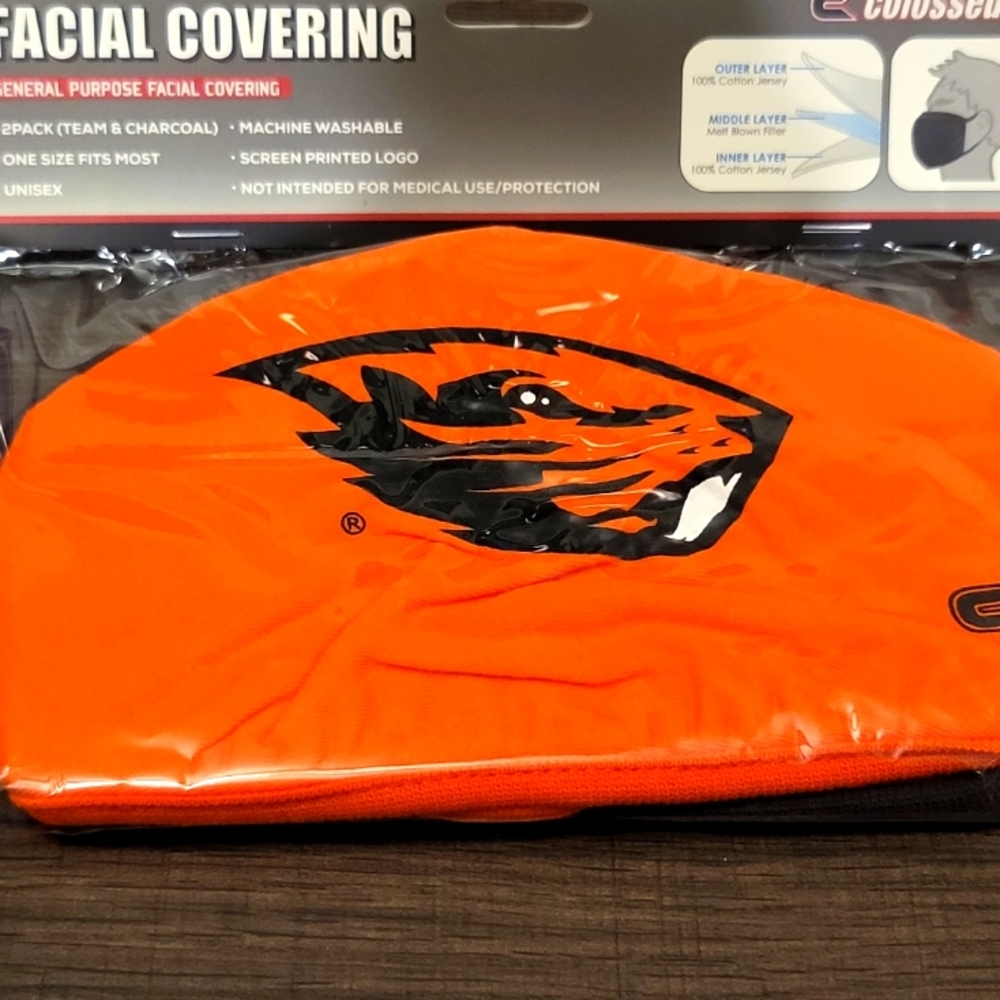 2 Pack Oregon State Beavers Face Mask Covering. Coliseum New and Sealed. Adult